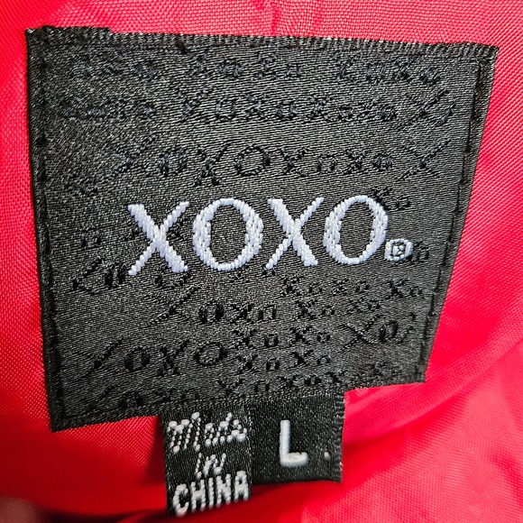 New With Tags Red‎ Satin XOXO Double Breasted Trench Coat Size Large - Picture 7 of 9